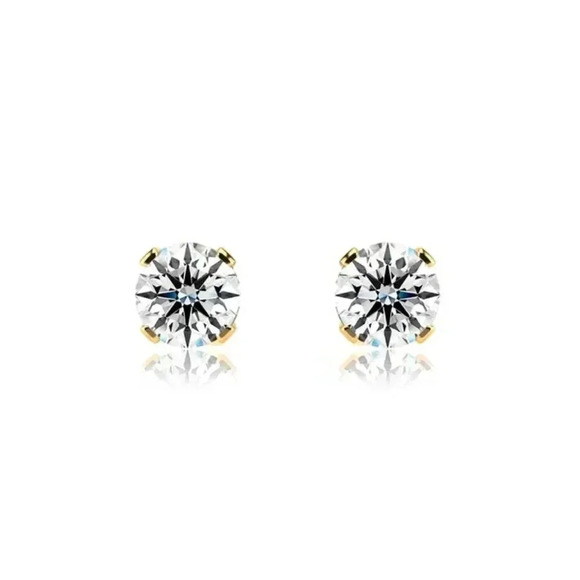 Brandon+Shea 0.25 Ct Real/Lab-Grown Diamond Studs – 14K Yellow Gold Filled - Picture 3 of 5